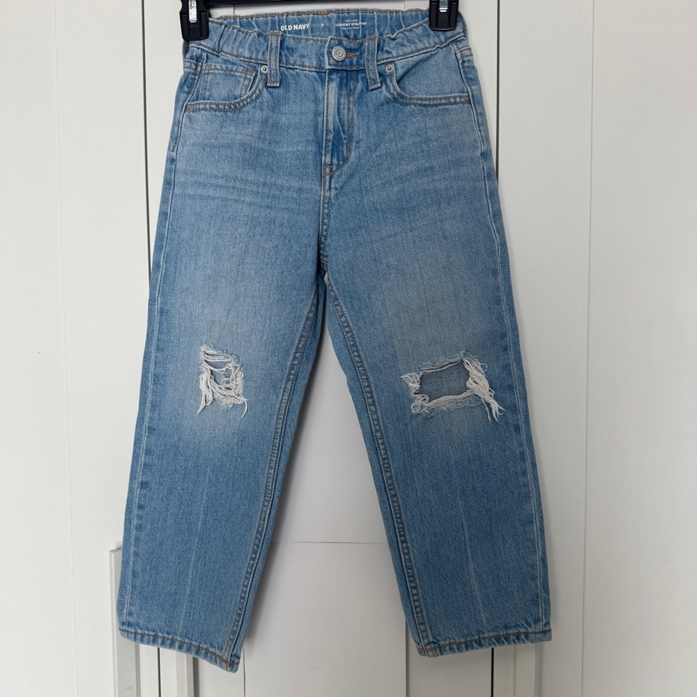 Old Navy Light Blue Distressed Straight-Leg Jeans